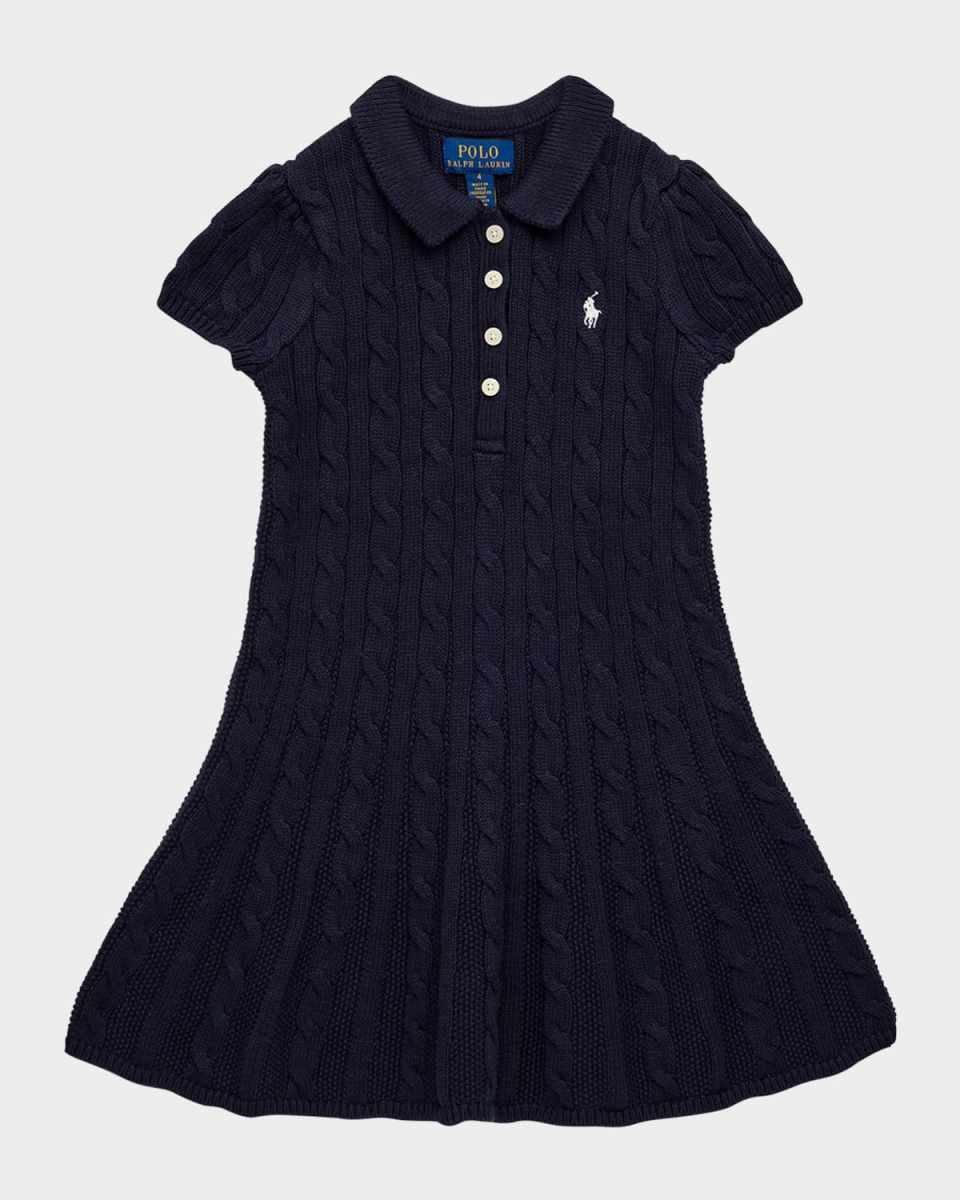 Girl's Cable Knit Sweater Dress, Size 2-6X